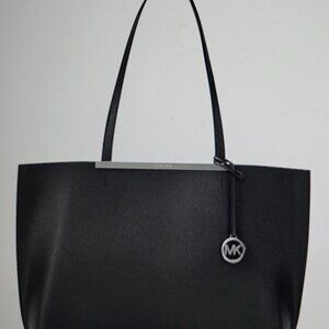 MICHAEL KORS "EVELYN" LARGE TOP-ZIP TOTE WITH WRISTLET -  BLACK  -  NWT